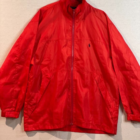 Pologround Ralph Lauren Zipper Rain Sports Jacket Luxury Brand Red Size Large - Picture 3 of 8